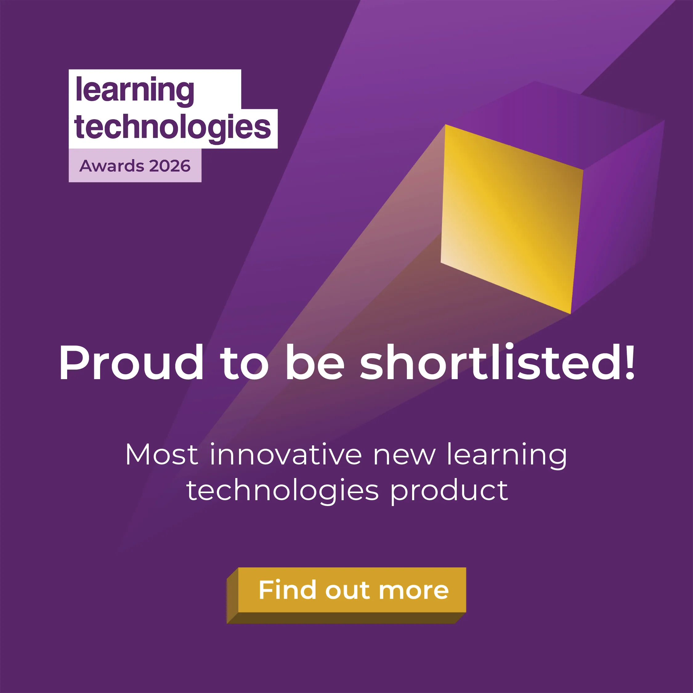 Learning Technologies Awards 2026: Proud to be shortlisted — Most innovative new learning technologies product