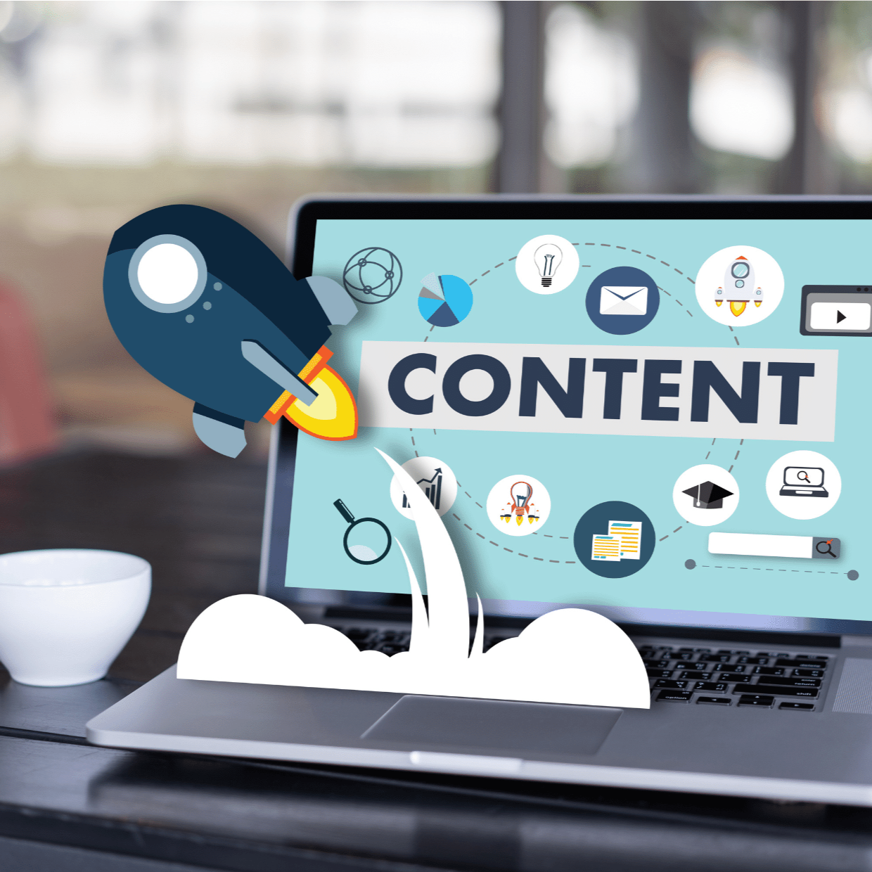 E-learning content wordt ontworpen op een laptop